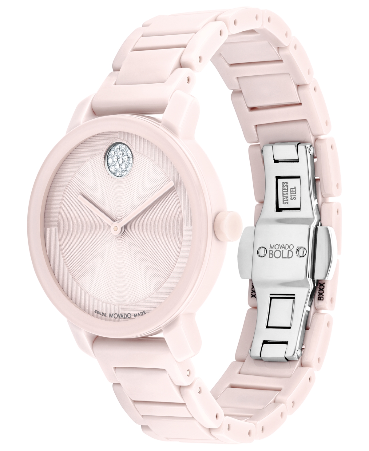 Shop Movado Women's Swiss Bold Evolution 2.0 Blush Ceramic Bracelet Watch 34mm In Pink