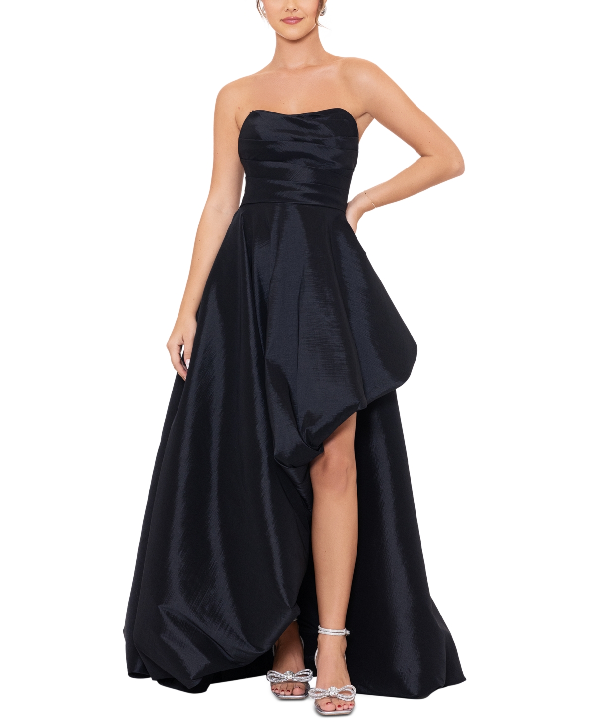 Juniors' Strapless High-Low Gown - Black