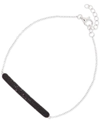 Macy's - Black Spinel Pav&eacute; Bar Chain Link Bracelet (5/8 ct. t.w.) in Sterling Silver