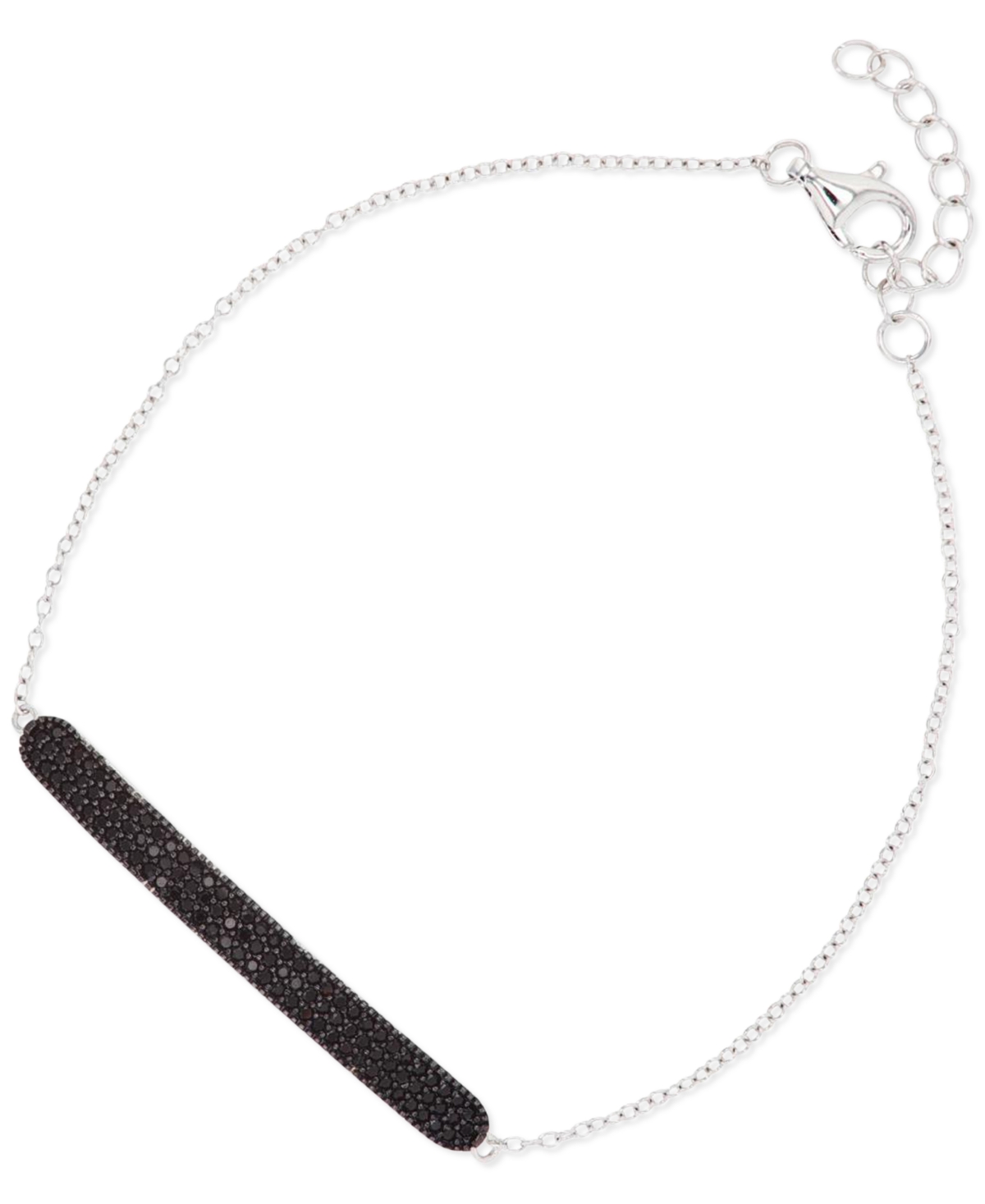 Macy's Black Spinel Pave Bar Chain Link Bracelet (5/8 Ct. T.w.) In Sterling Silver In Black Spinel