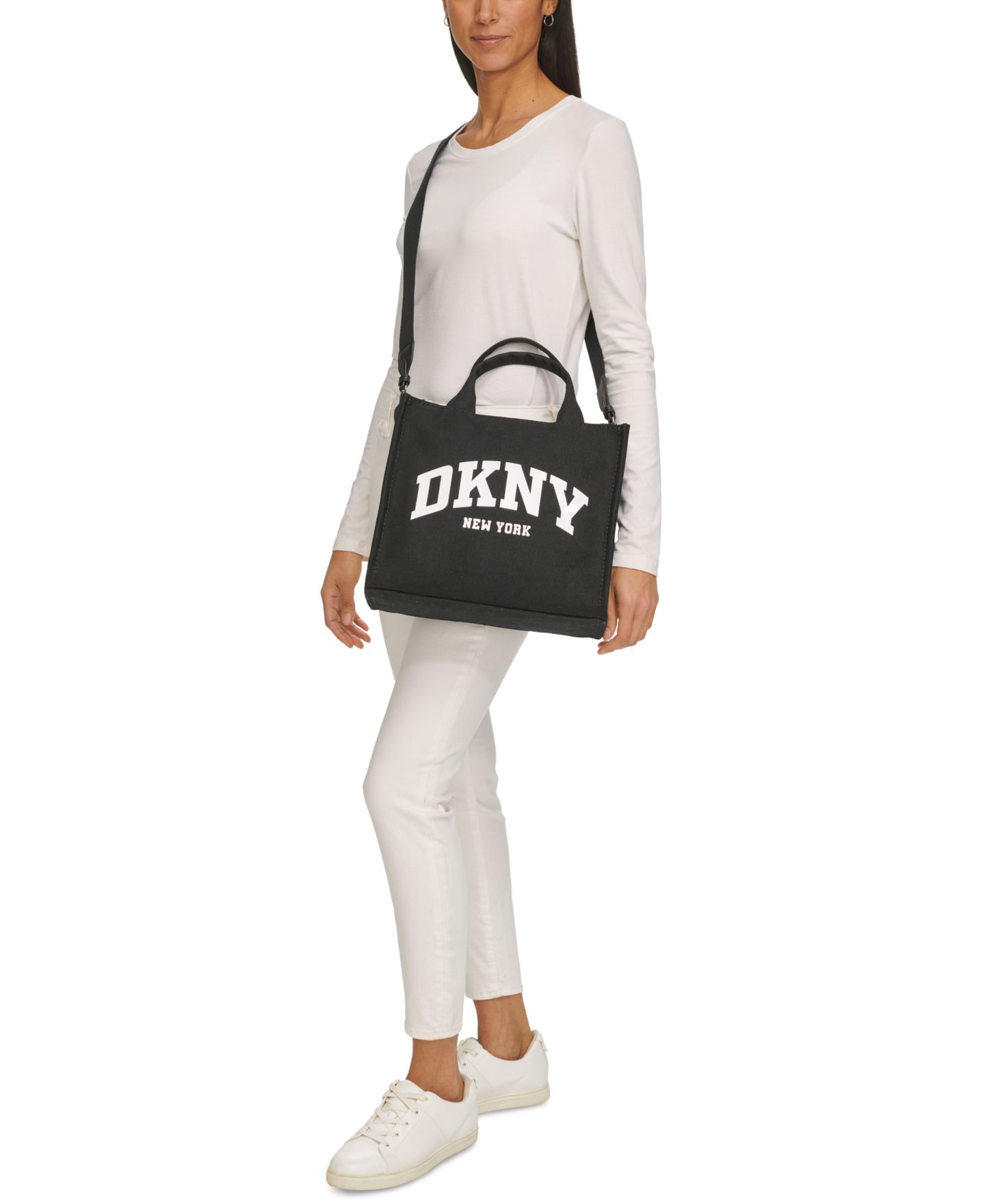 Женская сумка DKNY Hadlee Canvas Medium Tote, цвет: Чёрный — фото 6
