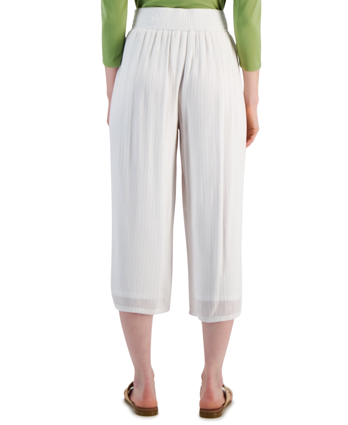 Jm Collection Women's Metallic Gauze Pull-On Capri Pants, Created for Macy's