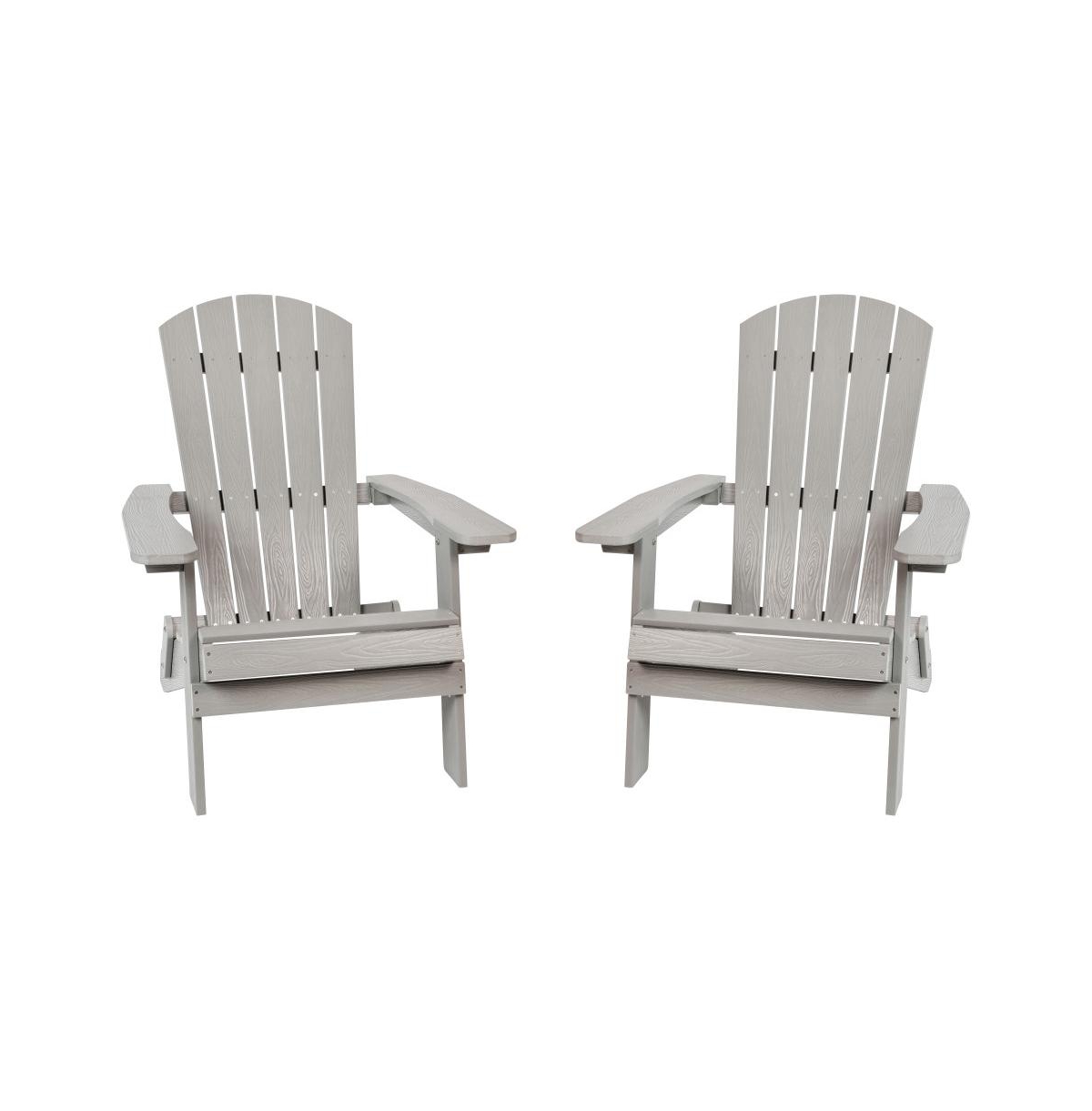 Set Of 2 Riviera Poly Resin Folding Adirondack Lounge Chair - All-Weather Indoor/Outdoor Patio Chair