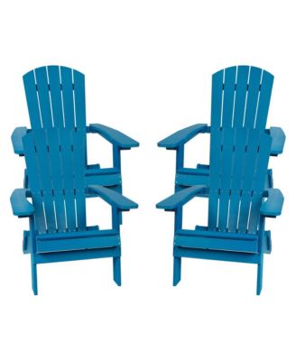 Set Of 4 Riviera Poly Resin Folding Adirondack Lounge Chair - All-Weather Indoor/Outdoor Patio Chair