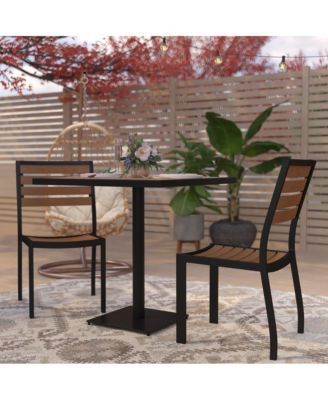 Kersey 3 Piece Patio Table And Chairs Set Faux Wood And Metal Indoor/Outdoor Table And Chairs With All-Weather Purpose