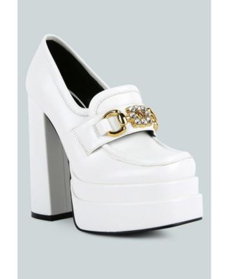 Womens Bratz Horsebit Diamante Embellished Chunky Platform Loafers