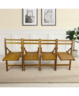 Folding Slatted Event Chair, Set of 4