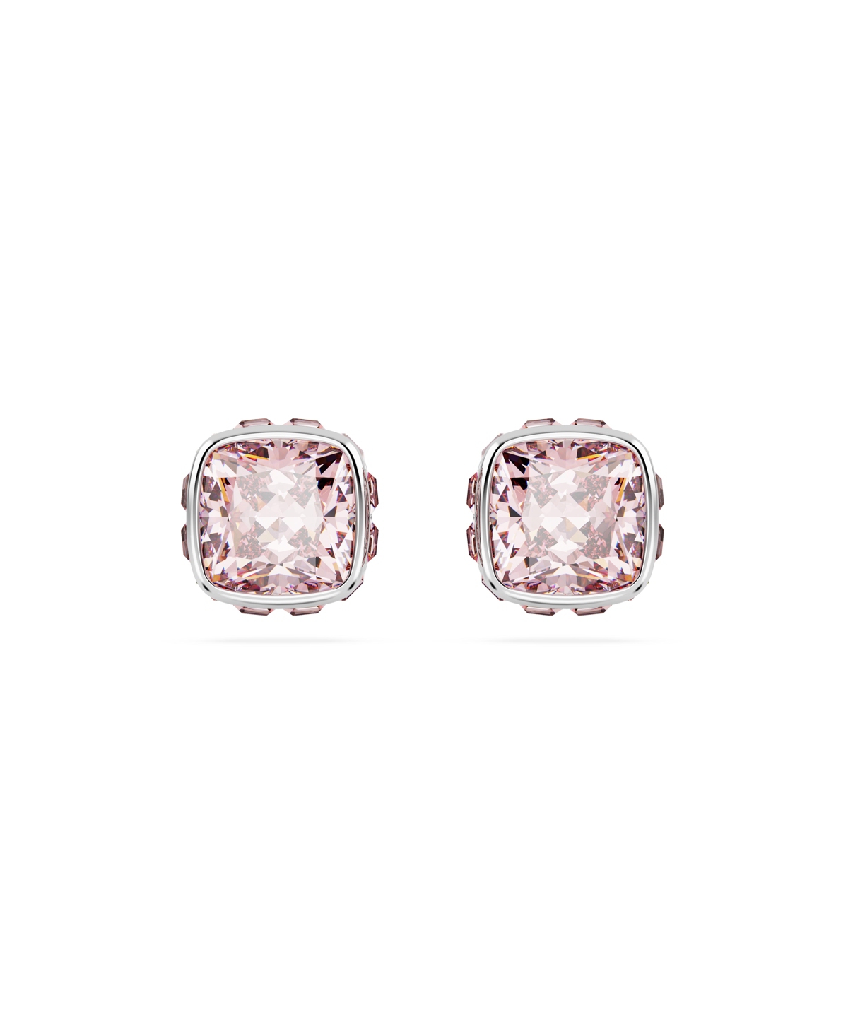 Swarovski Square Cut Birthstone Crystal Stud Earrings In June,pink