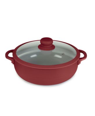 Aluminum 3.5 Qt Caldero with Silicone Rim Glass Lid and Silicone Handle Holder