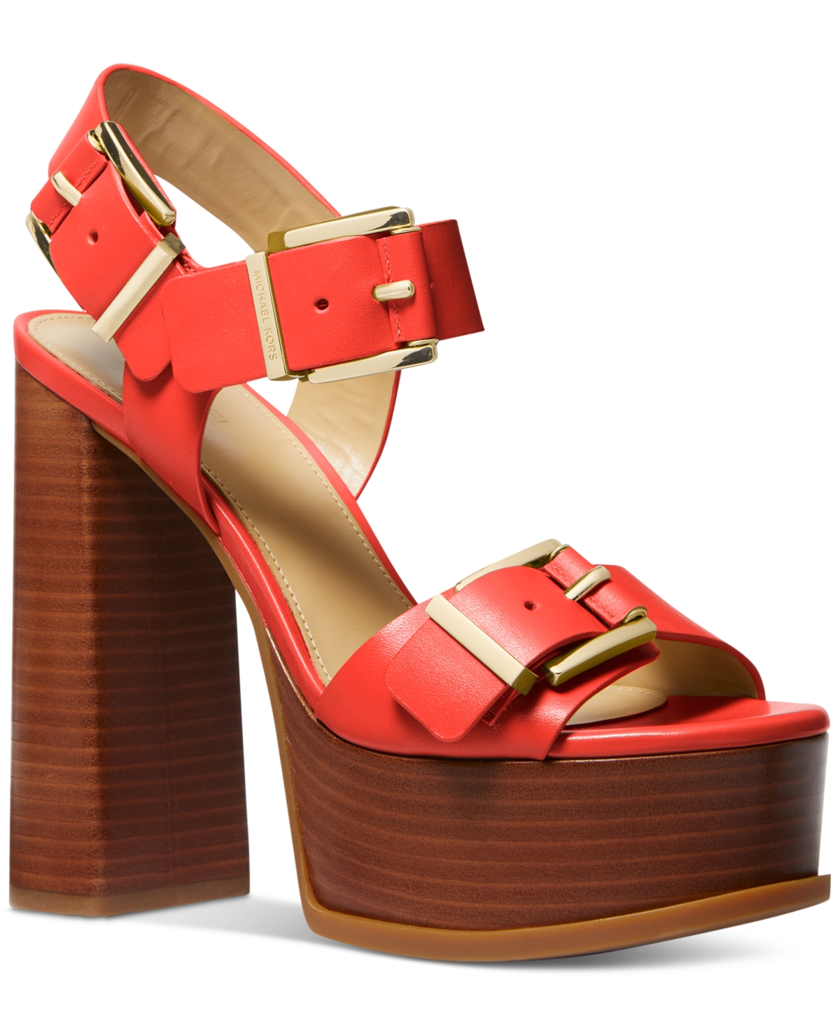 Michael Kors Michael  Women's Colby Triple-buckled Platform Sandals In Spiced Coral