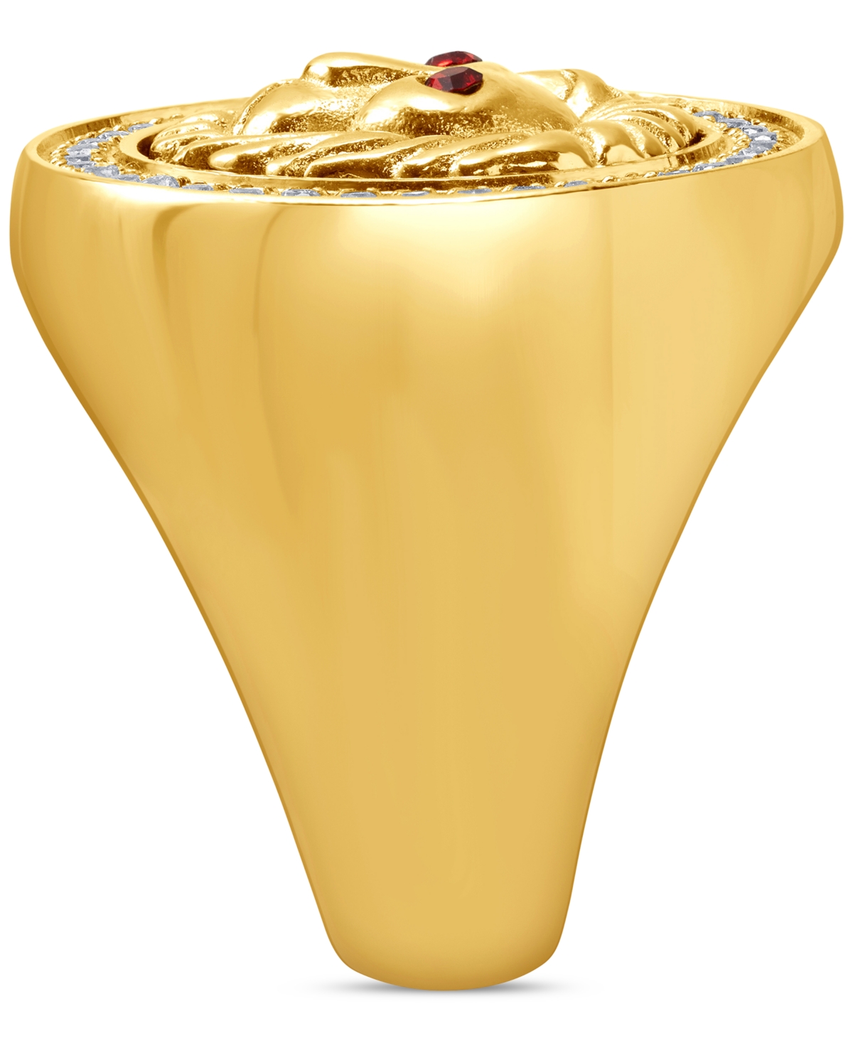 Blackjack Men's Cubic Zirconia Lion Head Halo Ring in Gold-Tone Ion-Plated Stainless Steel - Gold-Tone