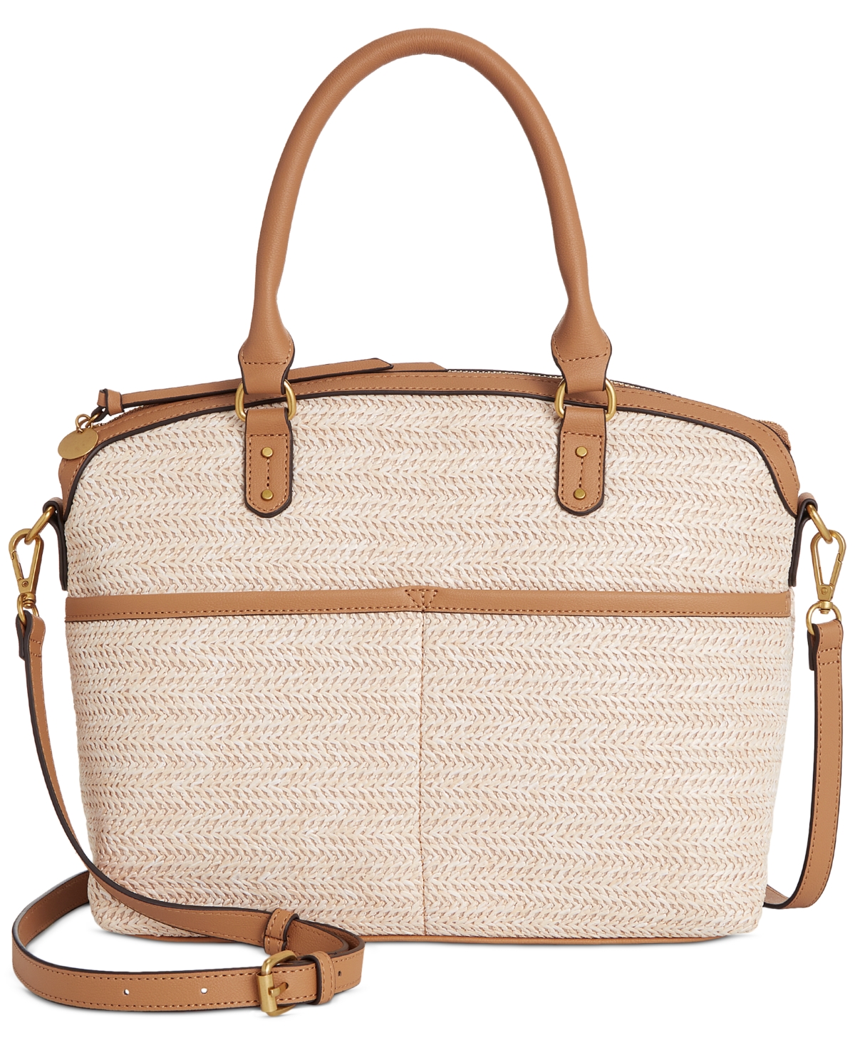 Shop Style & Co Medium Straw Dome Satchel, Created For Macy's In Natural