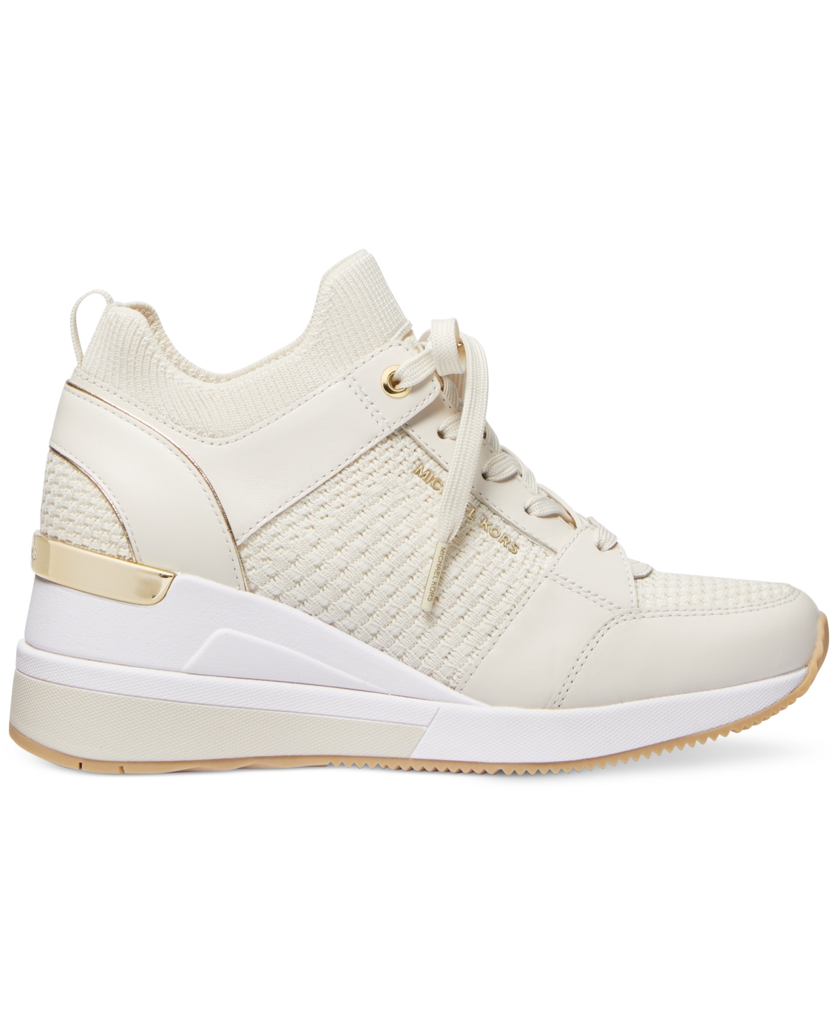 Michael Michael Kors Women's Georgie Knit Lace-Up Trainer Sneakers - Pale Gold