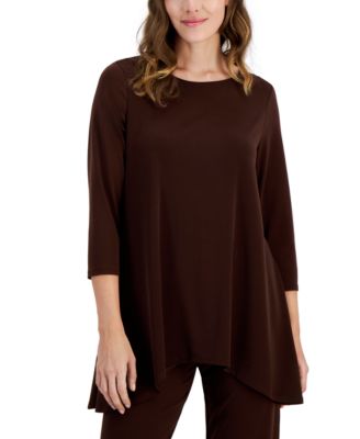 JM Collection - Women's Solid-Color 3/4-Sleeve Knit Top