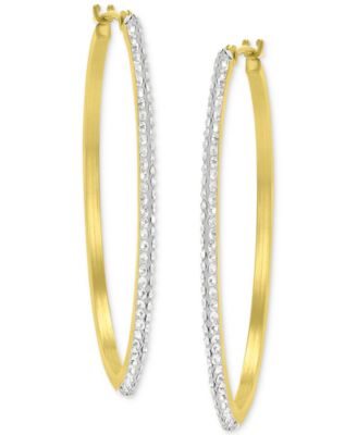 Macy's - Crystal Pav&eacute; Polished Medium Hoop Earrings in 10k Gold, 1.57"