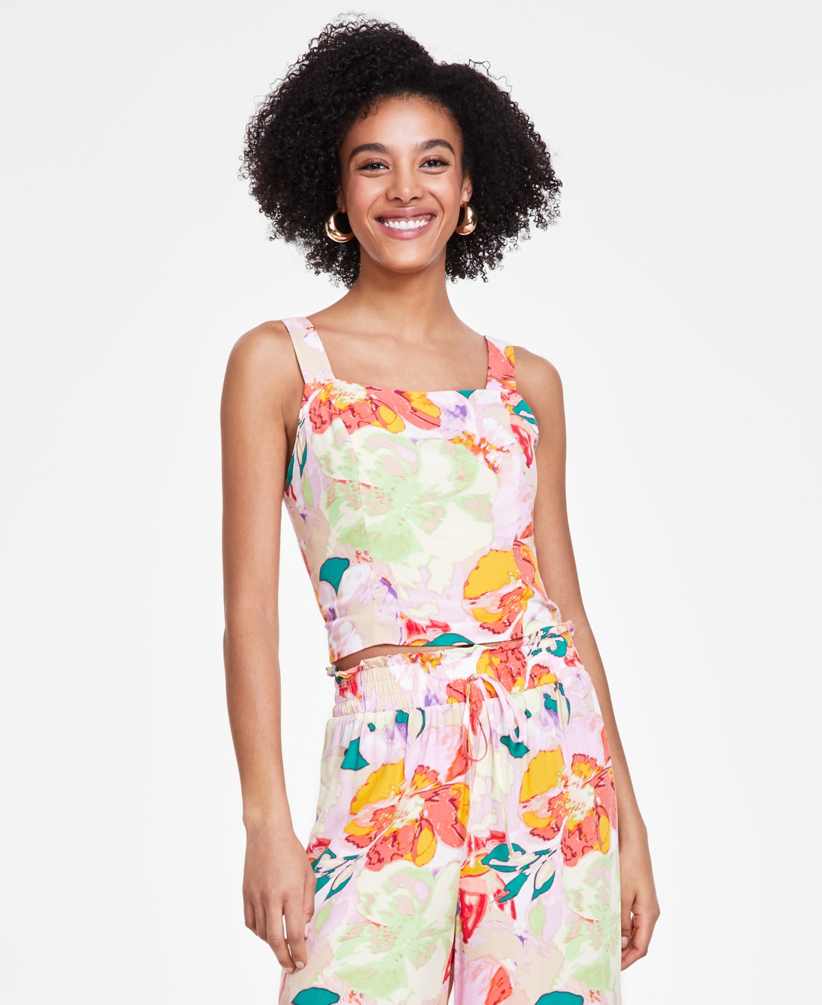 Women's Floral-Print Square-Neck Tank Top, Created for Macy's - Alexa Floral