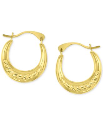 Crystal Pav&eacute; Small Hoop Earrings in 10k Gold, 0.61"