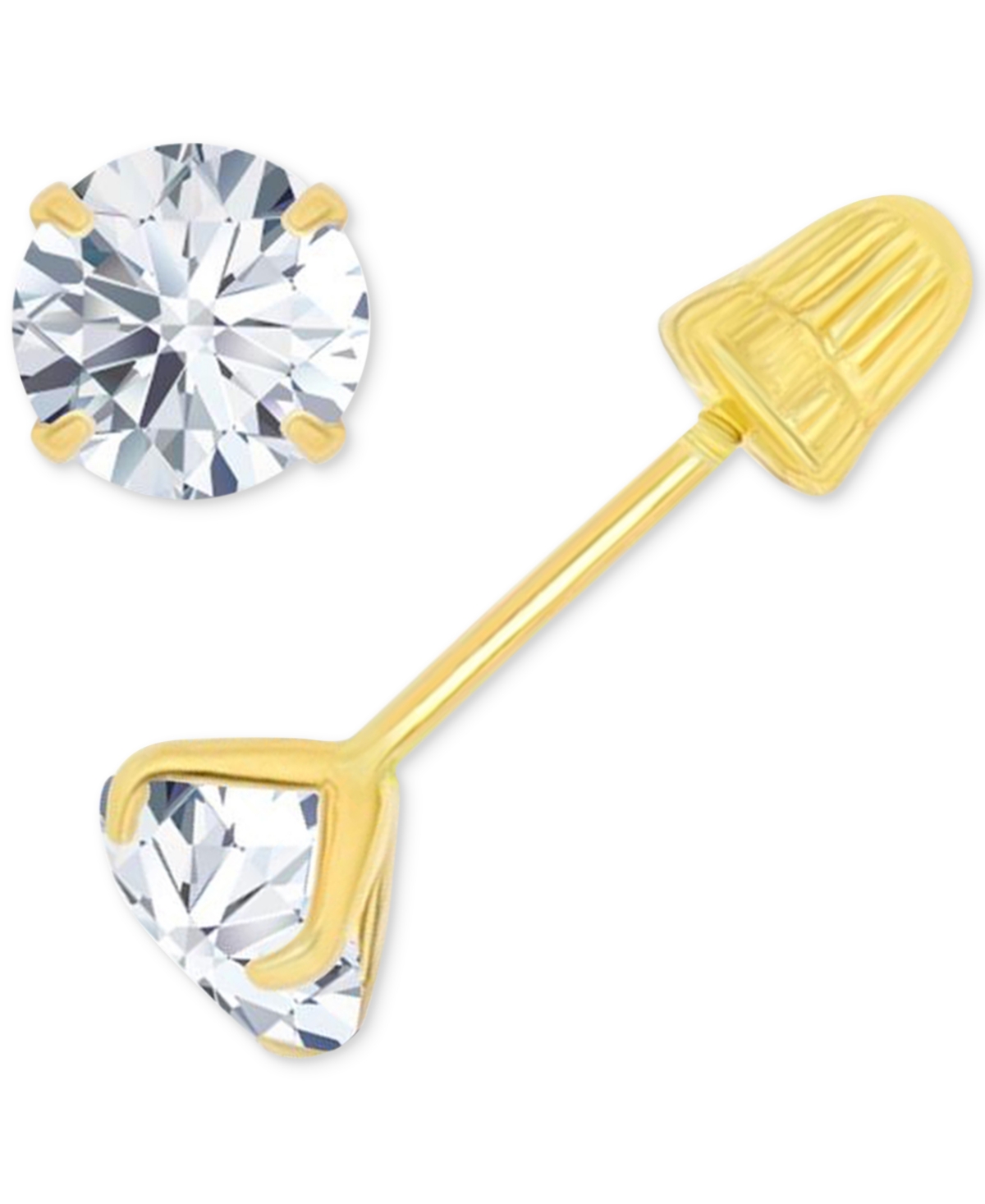 Macy's Cubic Zirconia Solitaire Screw Back Stud Earrings In 14k Gold In Gold