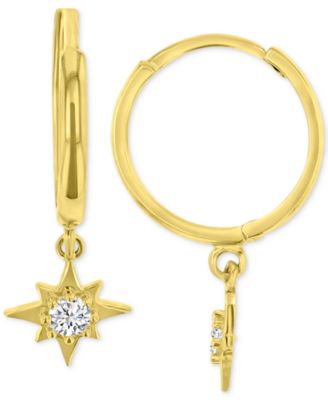 Macy's - Cubic Zirconia Star Dangle Hoop Drop Earrings in 14K Gold