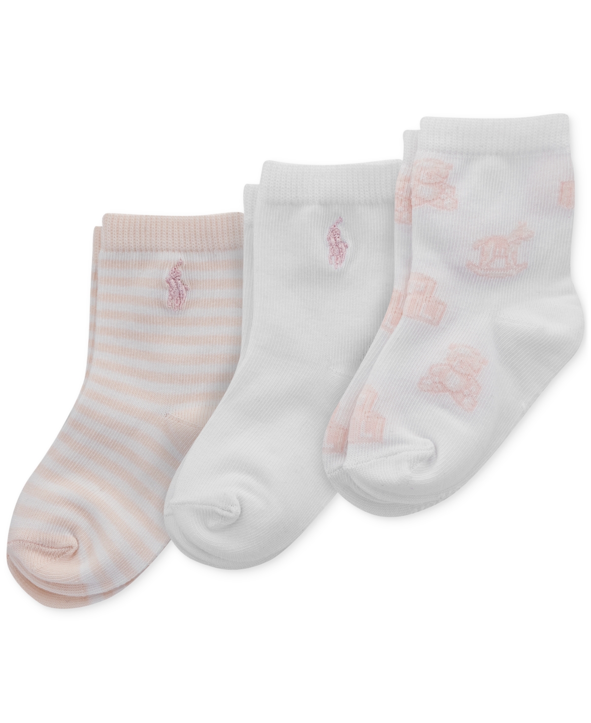 Shop Polo Ralph Lauren Baby Girls 3-pk. Tossed Bear Socks In Pink