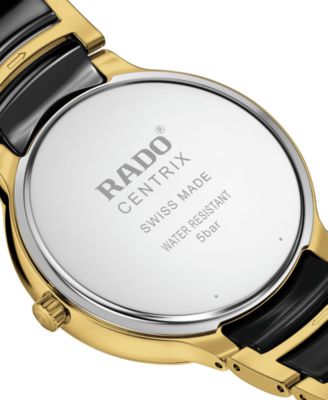 Rado Unisex Swiss Centrix Black Ceramic & Gold PVD Bracelet Watch