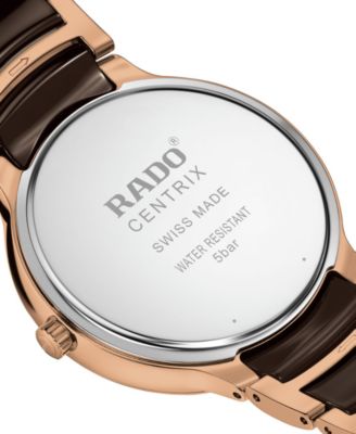 Unisex Swiss Centrix Diamond (1/10 ct. t.w.) Brown Ceramic & Rose Gold PVD Bracelet Watch 40mm