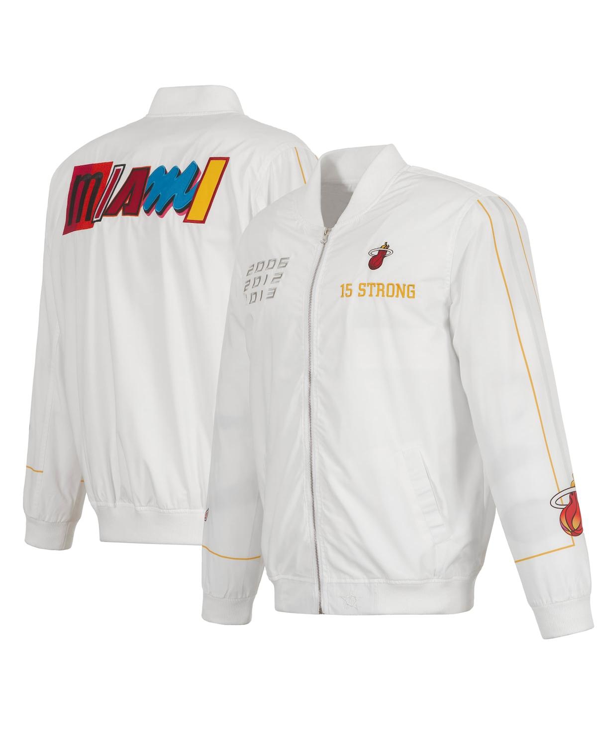 Men's Jh Design White Miami Heat 2022/23 City Edition Full-Zip Nylon Bomber Jacket - White