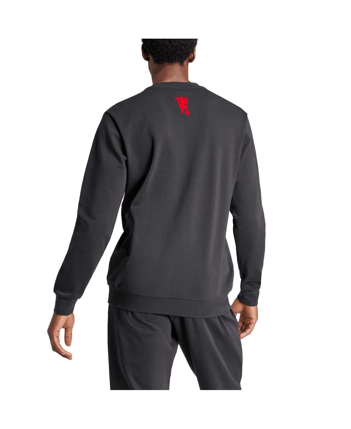 Shop Adidas Originals Men's Adidas Black Manchester United Cultural Story Pullover Sweatshirt