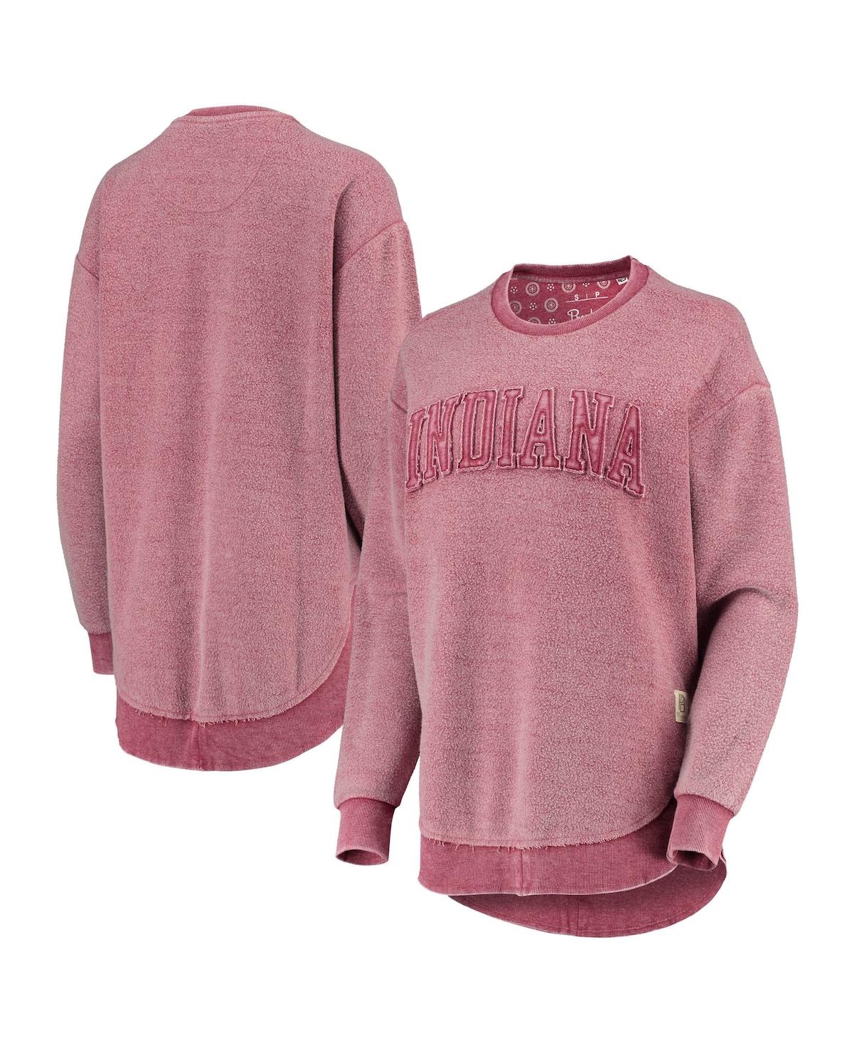 Shop Pressbox Women's  Crimson Distressed Indiana Hoosiers Ponchoville Pullover Sweatshirt