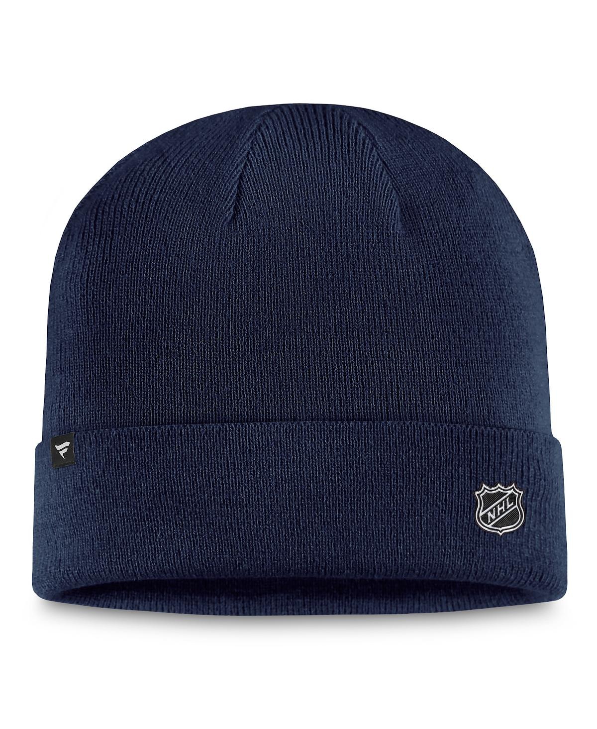 Shop Fanatics Men's  Navy Washington Capitals Authentic Pro Cuffed Knit Hat
