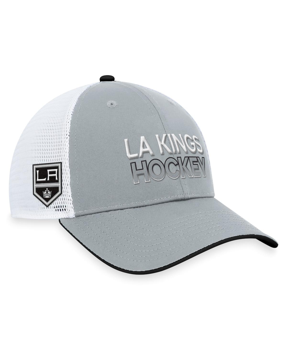 Shop Fanatics Men's  Gray Los Angeles Kings Authentic Pro Rink Trucker Adjustable Hat