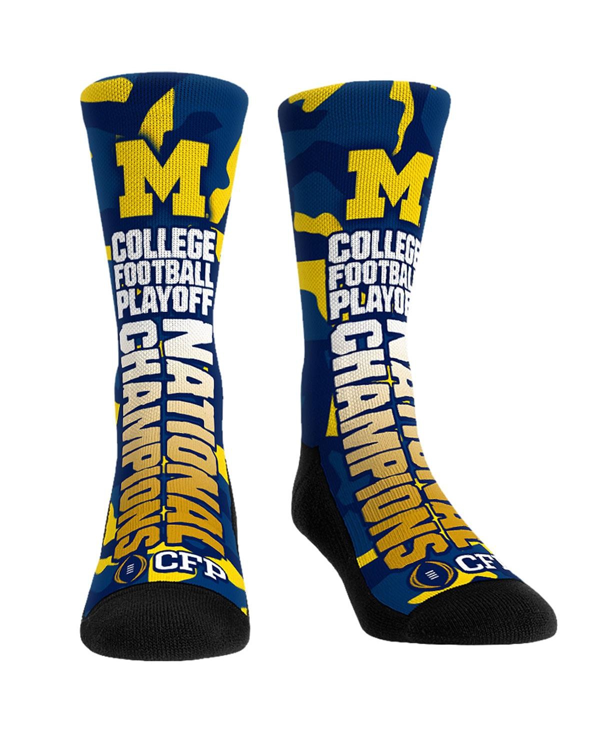 Men's and Women's Rock 'Em Socks Navy Michigan Wolverines College Football Playoff 2023 National Champions Bold Wordmark Crew Socks - Navy