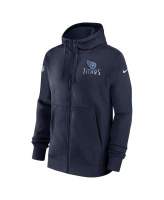 Men's Navy Tennessee Titans Sideline Club Performance Full-Zip Hoodie