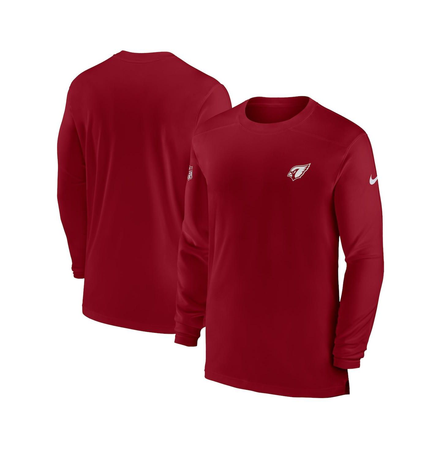 Мужская футболка Nike Cardinal Arizona Cardinals Sideline Coach Performance Long Sleeve — фото 1