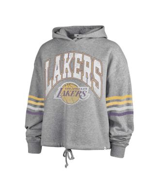 Women's Gray Distressed Los Angeles Lakers Upland Bennett Pullover Hoodie