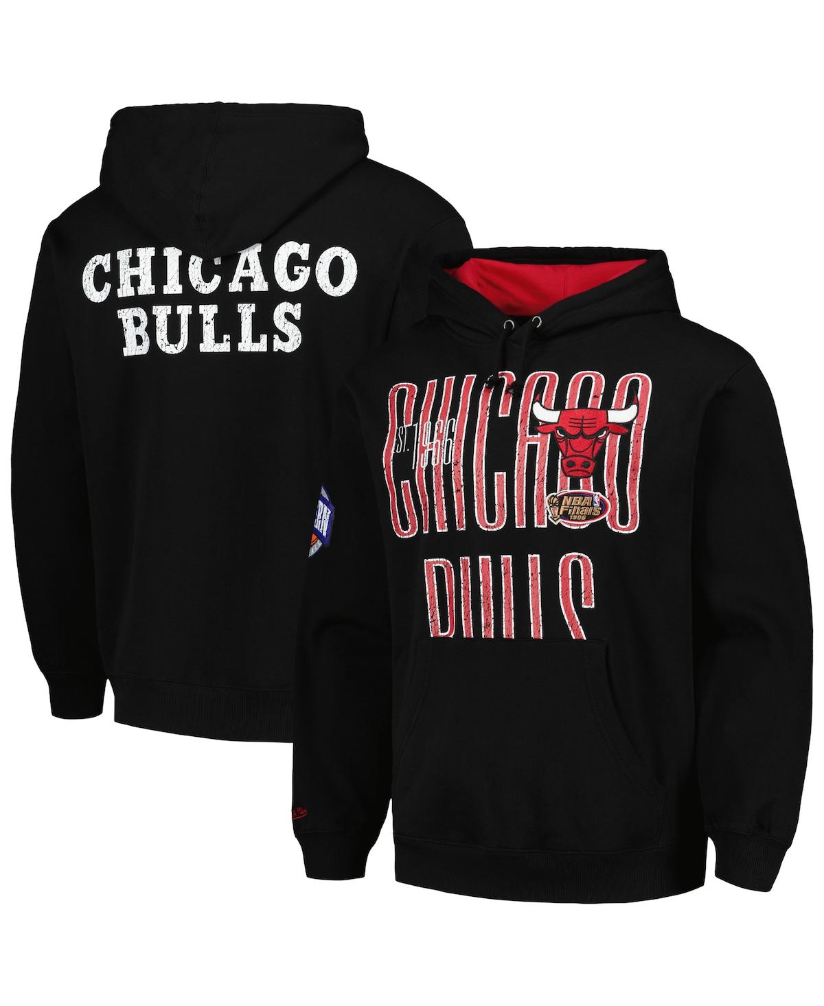Mitchell & Ness Men's  Black Distressed Chicago Bulls Hardwood Classics Og 2.0 Pullover Hoodie In Black