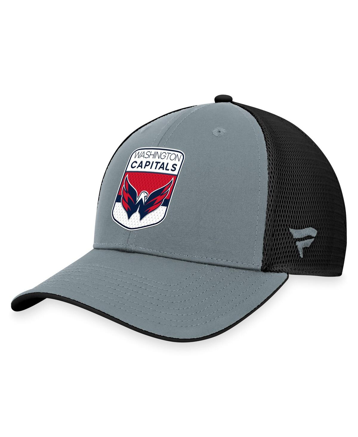 Fanatics Branded  Gray/black Washington Capitals Authentic Pro Home Ice Trucker Adjustable Hat In Gray,black