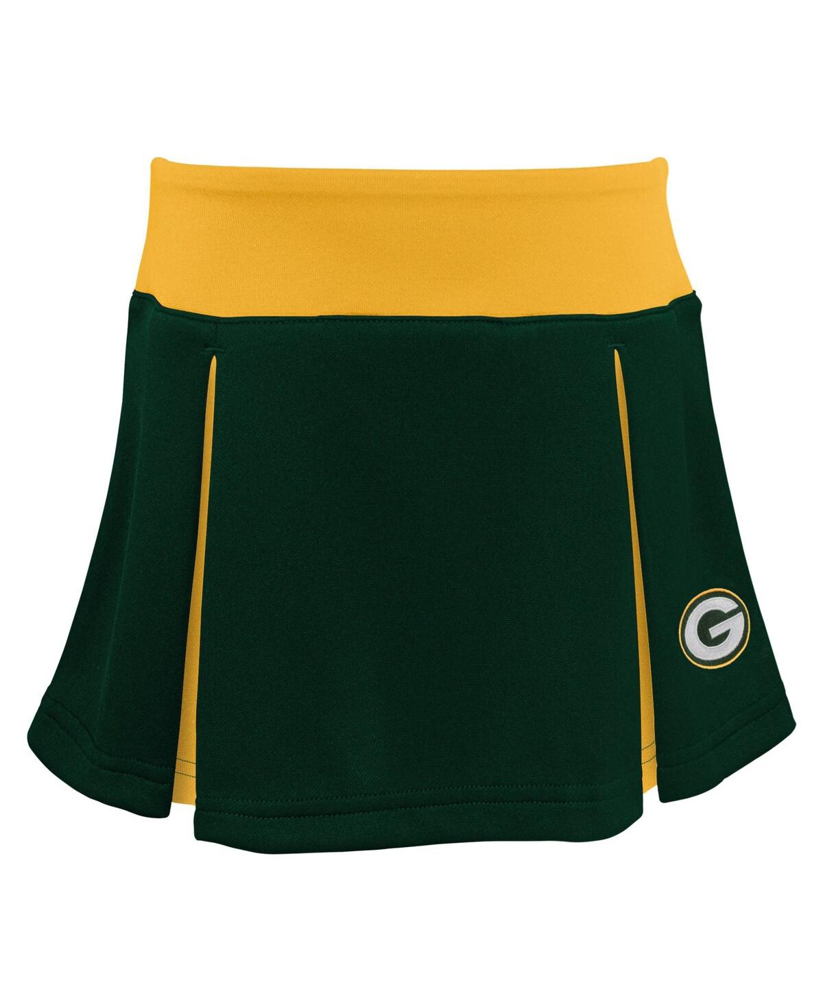 Outerstuff Little Girls Green Green Bay Packers Spirit Cheerleader Two-piece Set With Bloomers In Green