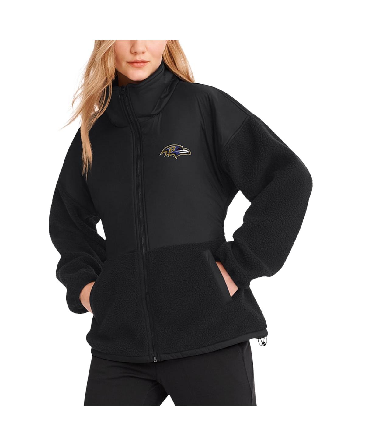 Shop Dkny Women's  Sport Black Baltimore Ravens Drew Mixed Media Full-zip Jacket