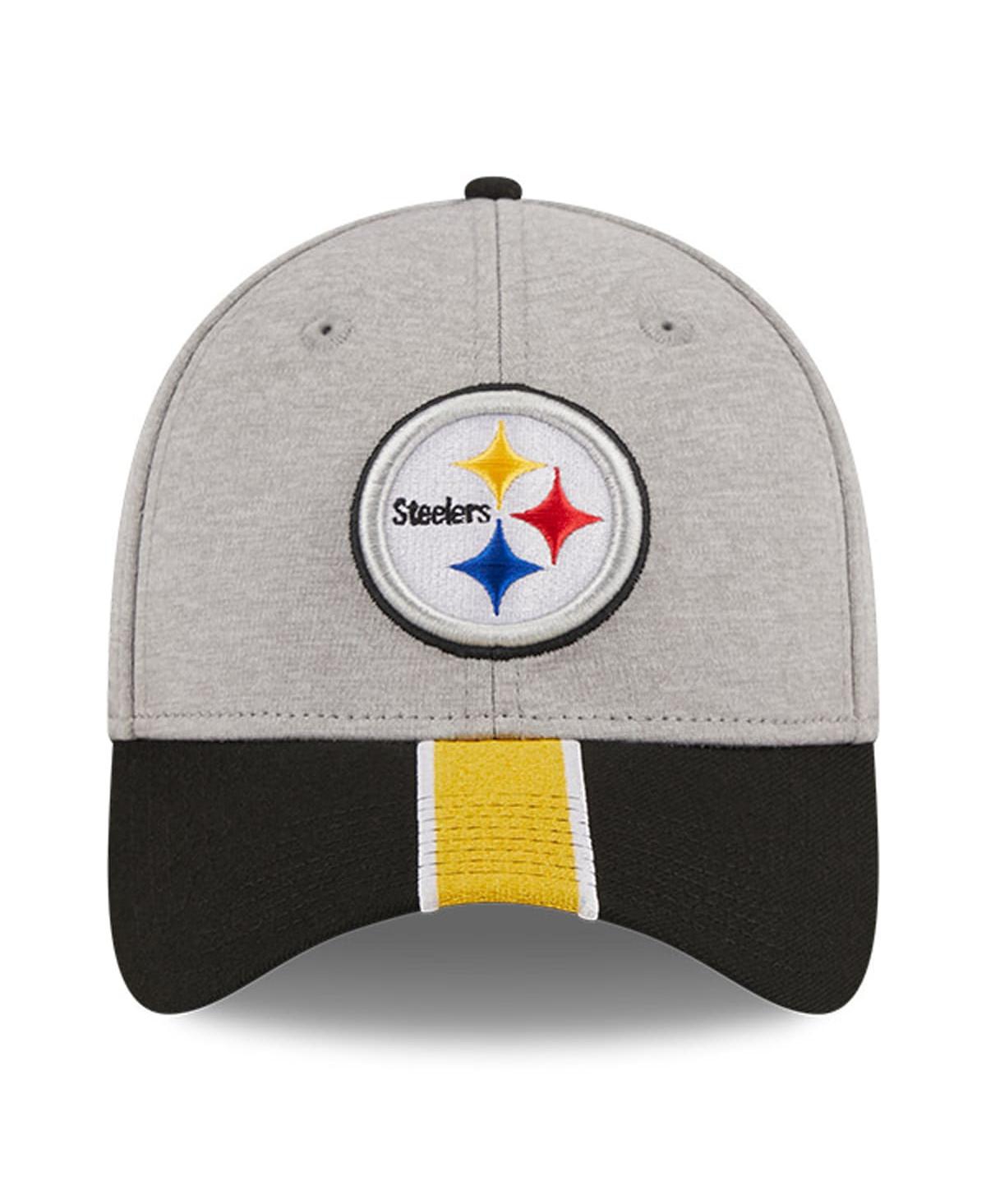 Men's New Era Black Pittsburgh Steelers Striped 39THIRTY Flex Hat - Black