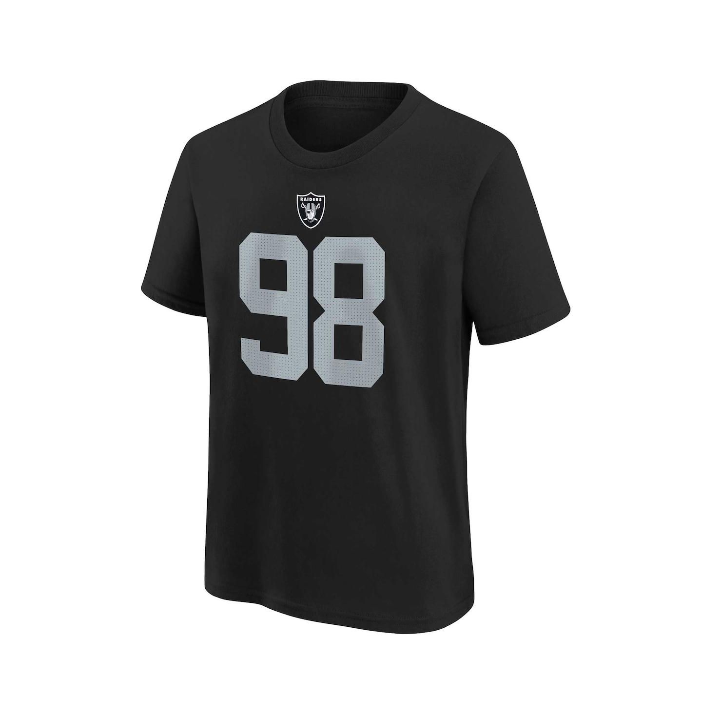 Футболка Nike Youth Maxx Crosby Black Las Vegas Raiders Player Name and Number T-shirt для девочек — фото 4
