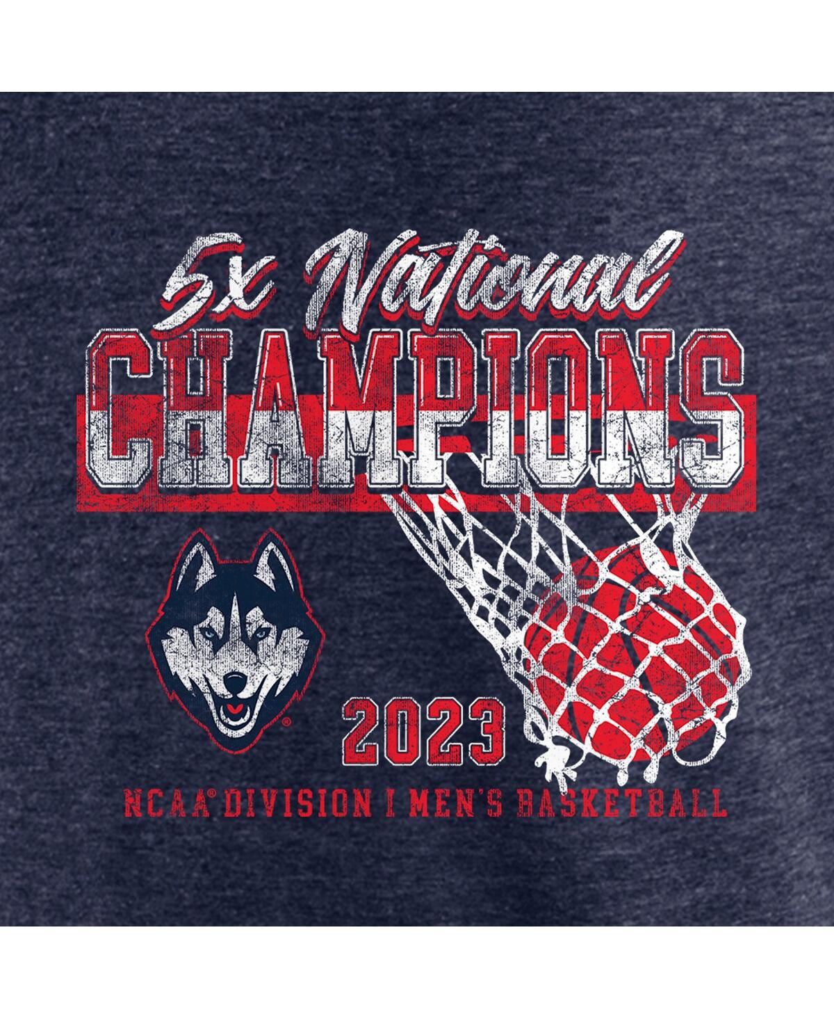 Men's FanaticsUConn Huskies Five-Time Ncaa Men's Basketball National Champions Retro Tri-Blend T-shirt - Heather Navy