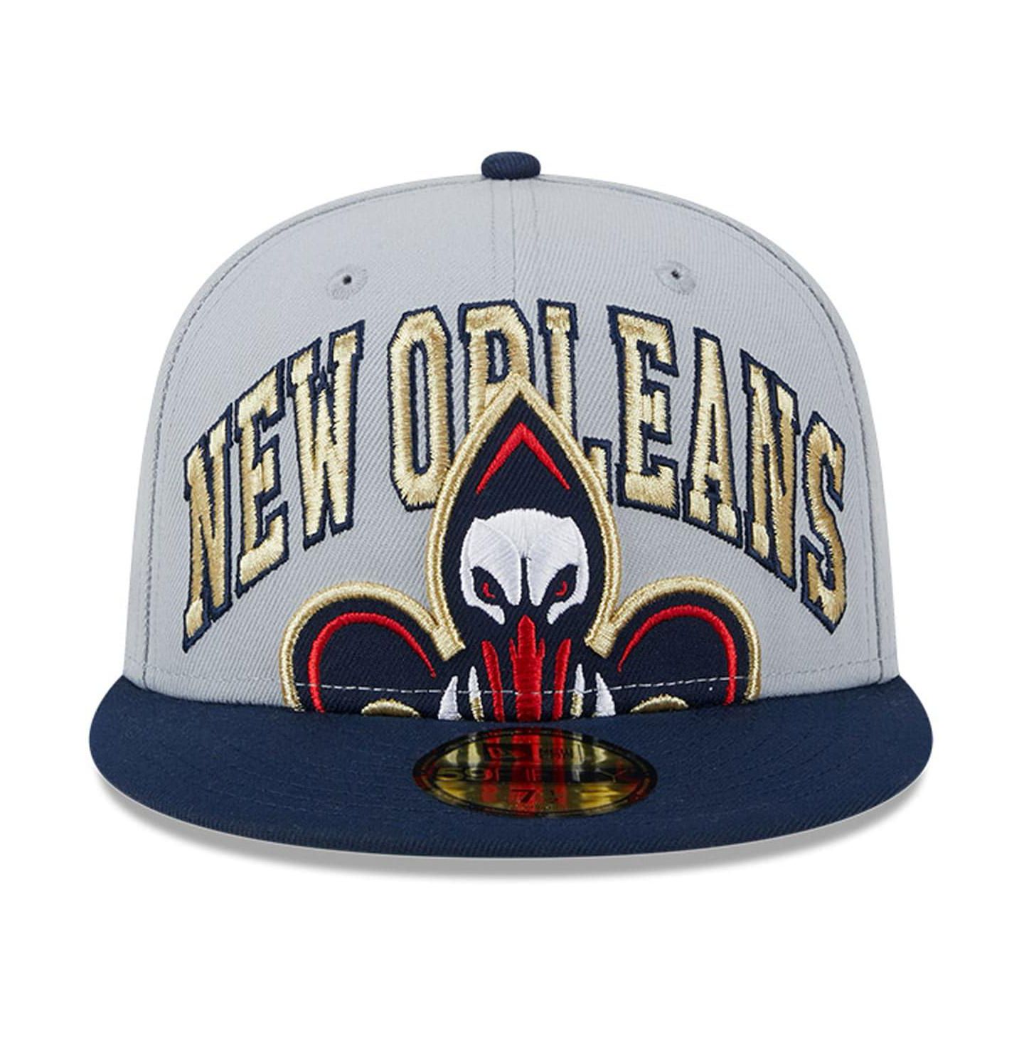 Мужская кепка New Era Gray, Navy New Orleans Pelicans Tip-Off Two-Tone 59FIFTY Fitted Hat — фото 4