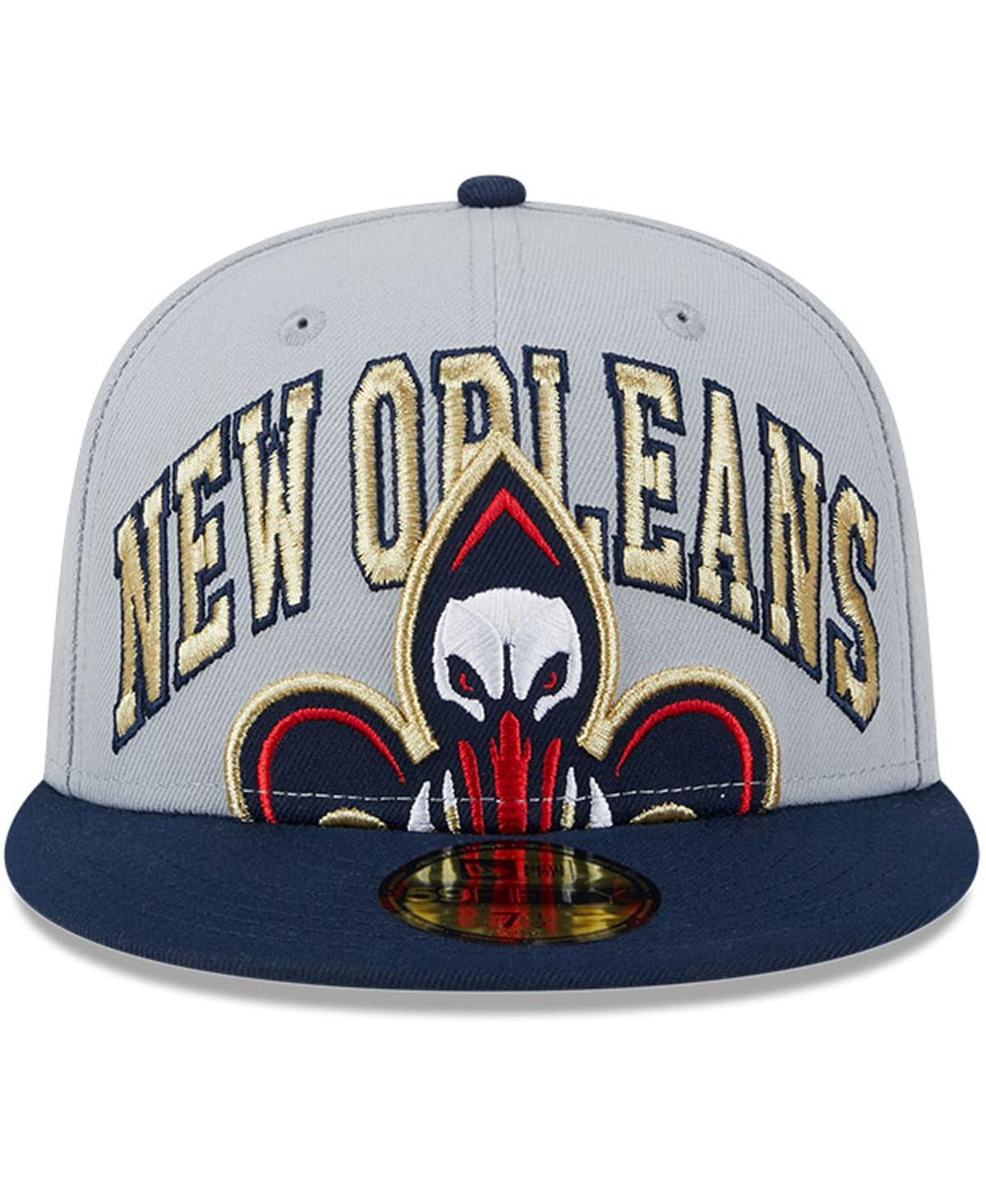 New Era Men's  Gray, Navy New Orleans Pelicans Tip-off Two-tone 59fifty Fitted Hat In Gray,navy