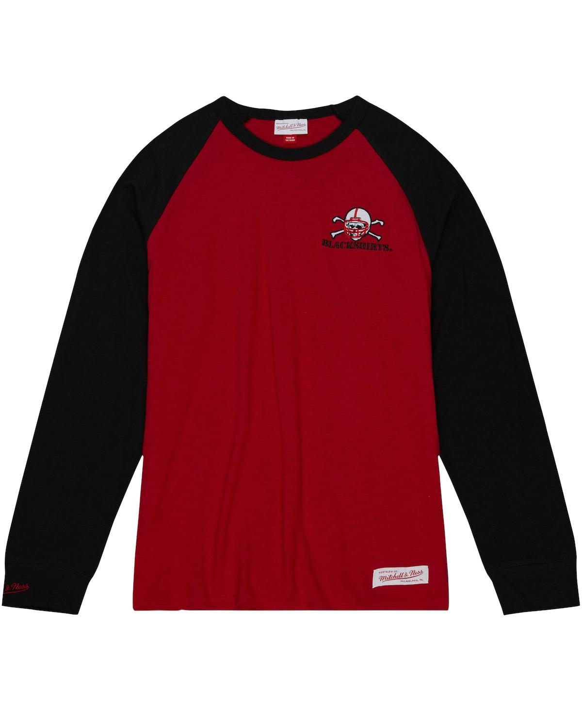 Shop Mitchell & Ness Men's  Scarlet Nebraska Huskers Legendary Slub Raglan Long Sleeve T-shirt