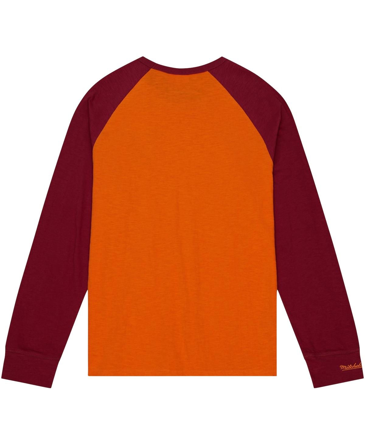 Men's Mitchell & NessVirginia Tech Hokies Legendary Slub Raglan Long Sleeve T-shirt - Orange