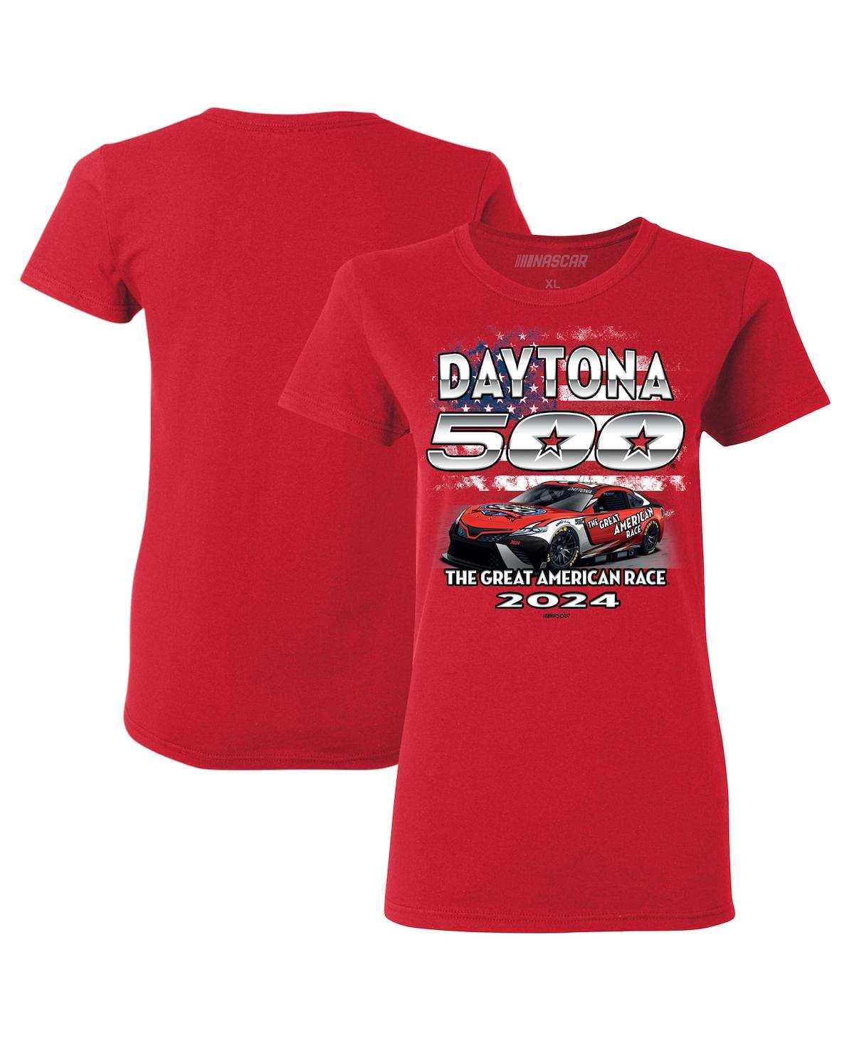 Women's Checkered Flag Sports Red 2024 Daytona 500 Graphic Car T-shirt - Red