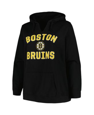 Women's Black Boston Bruins Plus Size Arch Over Logo Pullover Hoodie