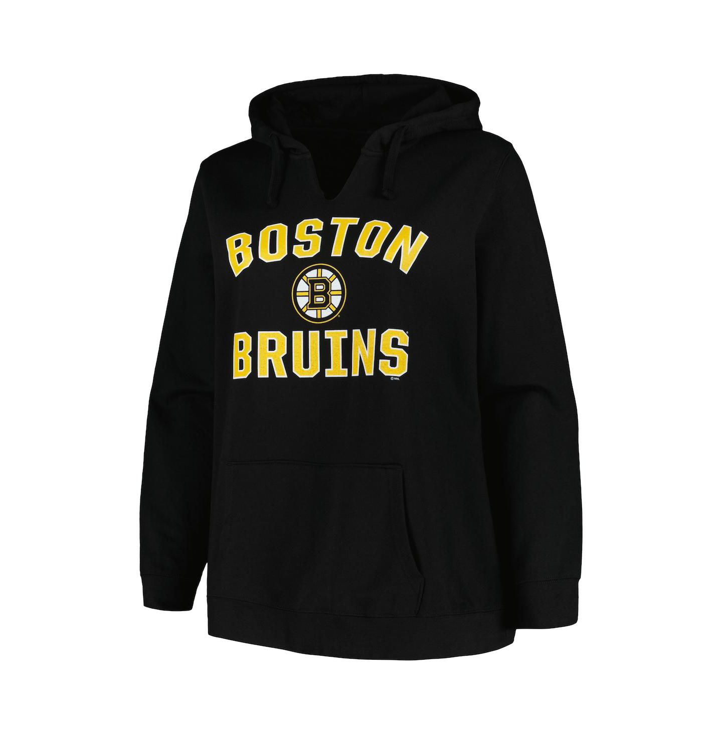 Женское худи Profile Black Boston Bruins Plus Size Arch Over Logo Pullover — фото 2