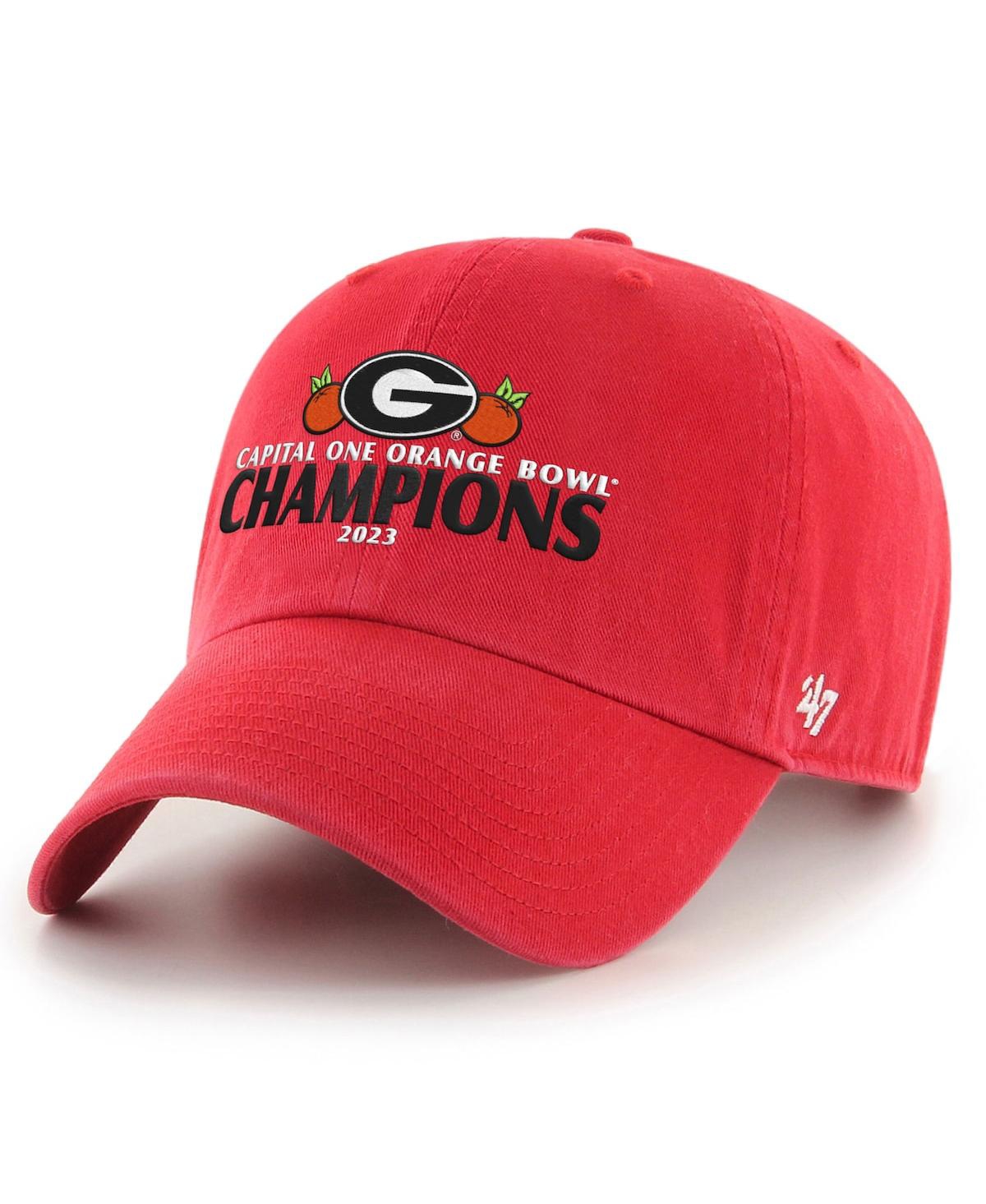 Men's '47 BrandGeorgia Bulldogs 2023 Orange Bowl Champions Clean Up Adjustable Hat - Red